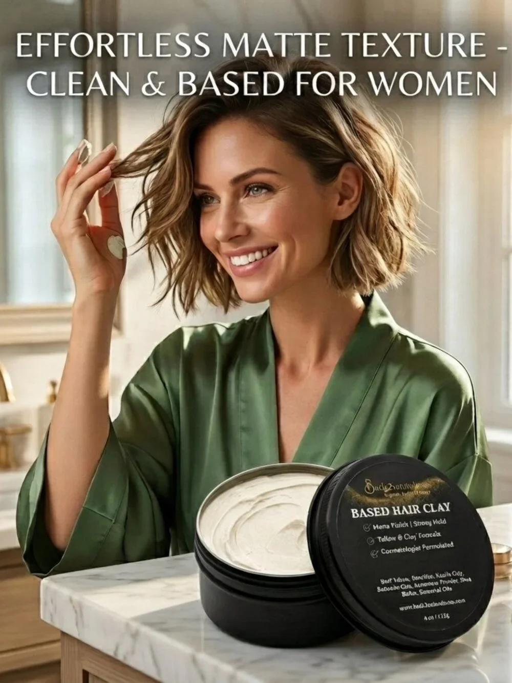 Back2Naturalness Tallow Hair Clay for Men • Matte Finish • Firm Hold • 4oz Jar